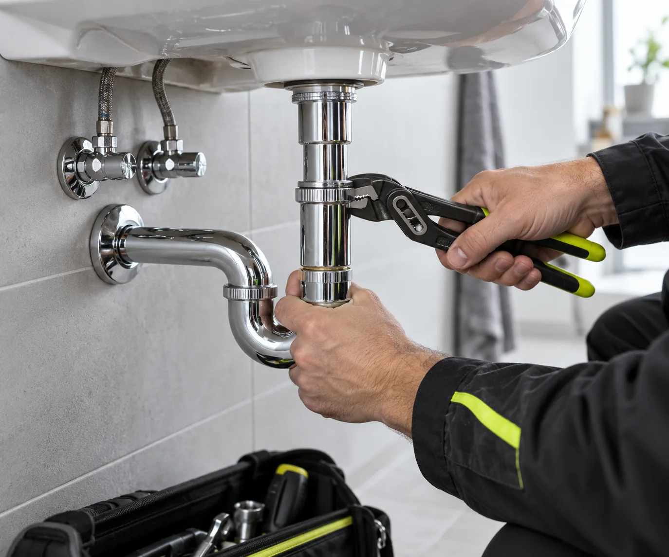 Reparatur eines Siphons unter einem Waschbecken